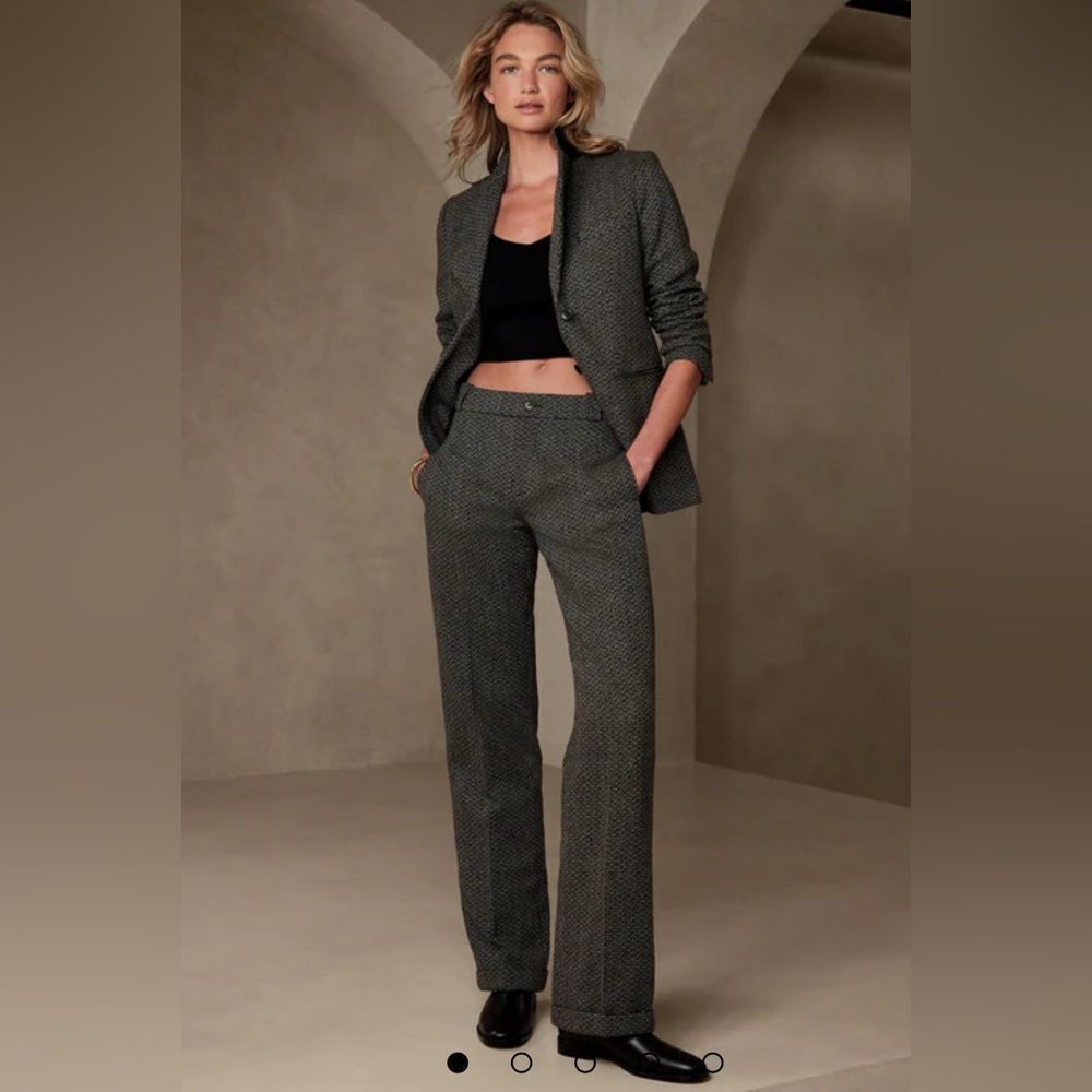 Banana Republic Wylder Tweed Pant in Black Stone Twill Size 4 Long